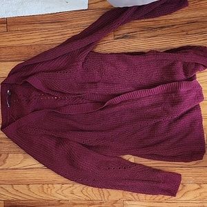 Chenille maroon knitted cardigan